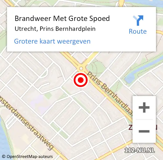 Locatie op kaart van de 112 melding: Brandweer Met Grote Spoed Naar Utrecht, Prins Bernhardplein op 7 juli 2019 23:53