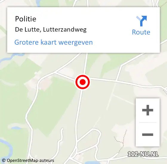 Locatie op kaart van de 112 melding: Politie De Lutte, Lutterzandweg op 8 juli 2019 00:40