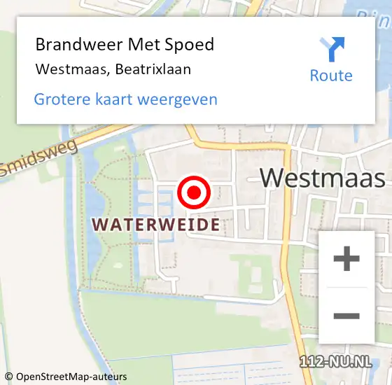 Locatie op kaart van de 112 melding: Brandweer Met Spoed Naar Westmaas, Beatrixlaan op 6 april 2014 23:40