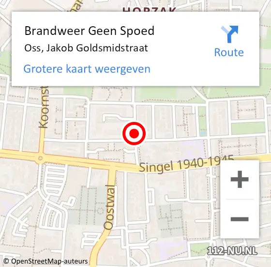 Locatie op kaart van de 112 melding: Brandweer Geen Spoed Naar Oss, Jakob Goldsmidstraat op 8 juli 2019 04:41