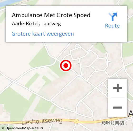 Locatie op kaart van de 112 melding: Ambulance Met Grote Spoed Naar Aarle-Rixtel, Laarweg op 8 juli 2019 07:44