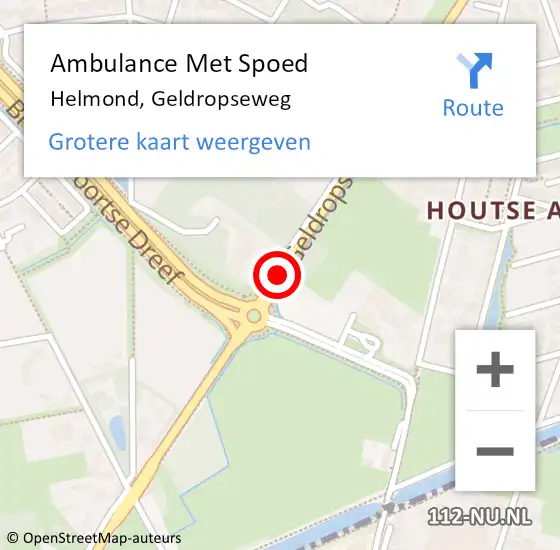 Locatie op kaart van de 112 melding: Ambulance Met Spoed Naar Helmond, Geldropseweg op 8 juli 2019 08:15