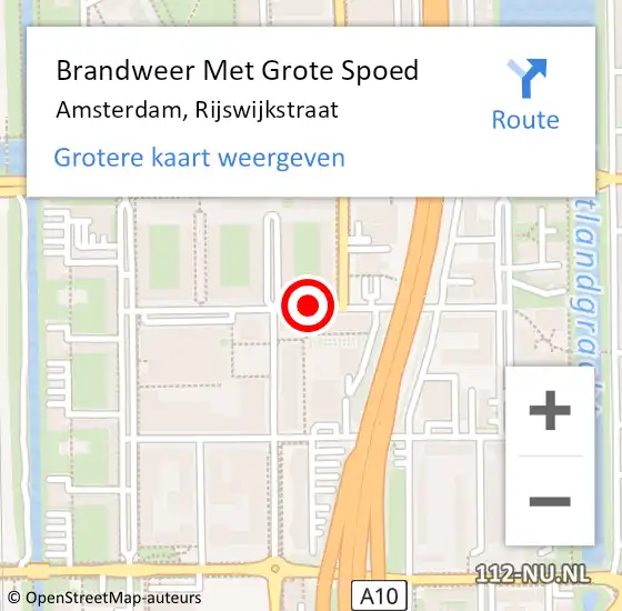 Locatie op kaart van de 112 melding: Brandweer Met Grote Spoed Naar Amsterdam, Rijswijkstraat op 8 juli 2019 08:18