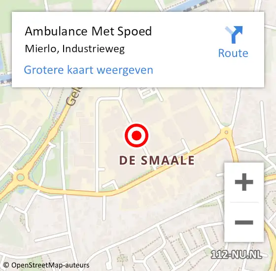 Locatie op kaart van de 112 melding: Ambulance Met Spoed Naar Mierlo, Industrieweg op 8 juli 2019 08:57