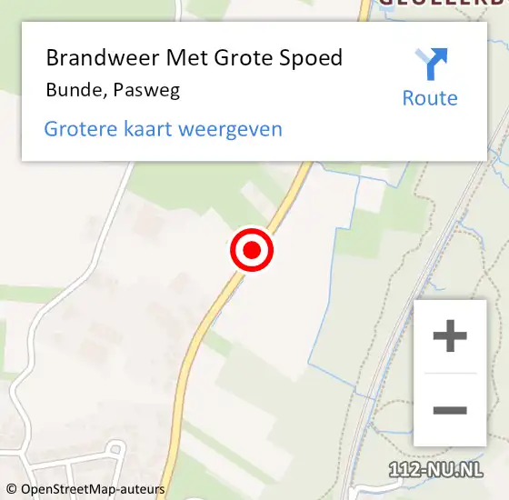 Locatie op kaart van de 112 melding: Brandweer Met Grote Spoed Naar Bunde, Pasweg op 8 juli 2019 09:40