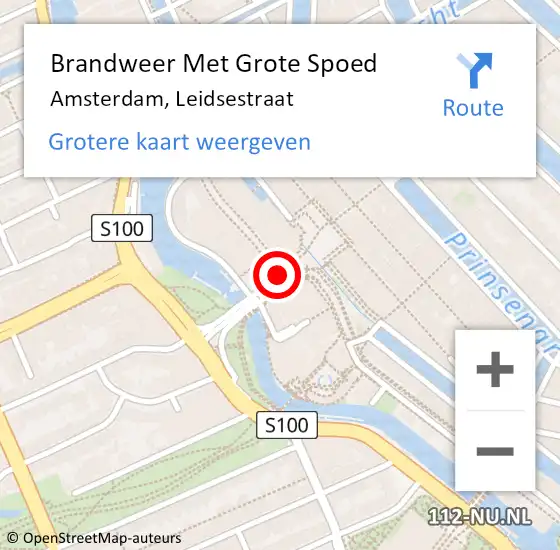 Locatie op kaart van de 112 melding: Brandweer Met Grote Spoed Naar Amsterdam, Leidsestraat op 8 juli 2019 10:04