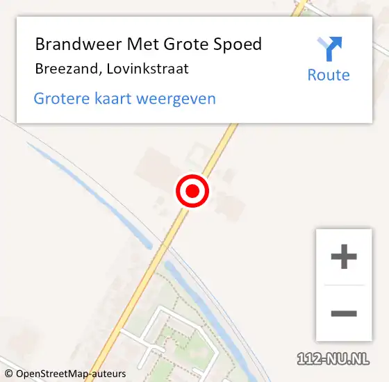 Locatie op kaart van de 112 melding: Brandweer Met Grote Spoed Naar Breezand, Lovinkstraat op 8 juli 2019 10:17