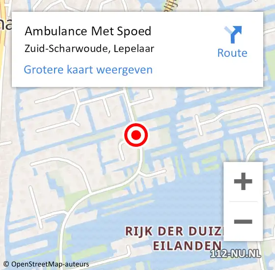 Locatie op kaart van de 112 melding: Ambulance Met Spoed Naar Zuid-Scharwoude, Lepelaar op 8 juli 2019 11:39