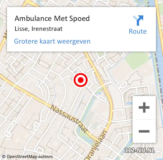 Locatie op kaart van de 112 melding: Ambulance Met Spoed Naar Lisse, Irenestraat op 8 juli 2019 12:20