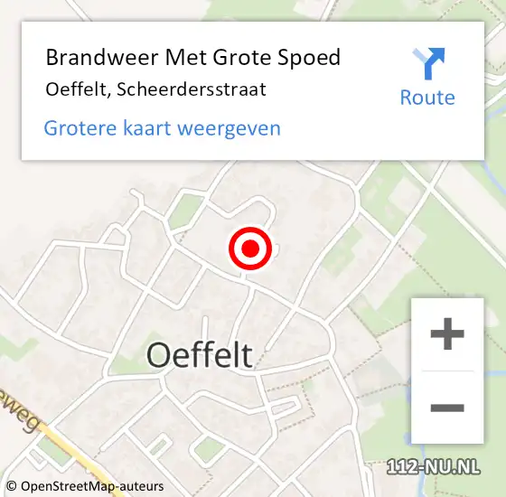 Locatie op kaart van de 112 melding: Brandweer Met Grote Spoed Naar Oeffelt, Scheerdersstraat op 8 juli 2019 12:21