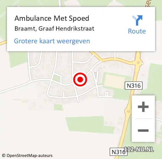 Locatie op kaart van de 112 melding: Ambulance Met Spoed Naar Braamt, Graaf Hendrikstraat op 8 juli 2019 12:49