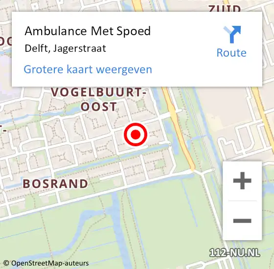 Locatie op kaart van de 112 melding: Ambulance Met Spoed Naar Delft, Jagerstraat op 8 juli 2019 12:52