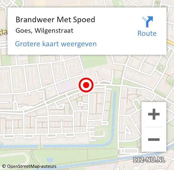 Locatie op kaart van de 112 melding: Brandweer Met Spoed Naar Goes, Wilgenstraat op 8 juli 2019 13:45