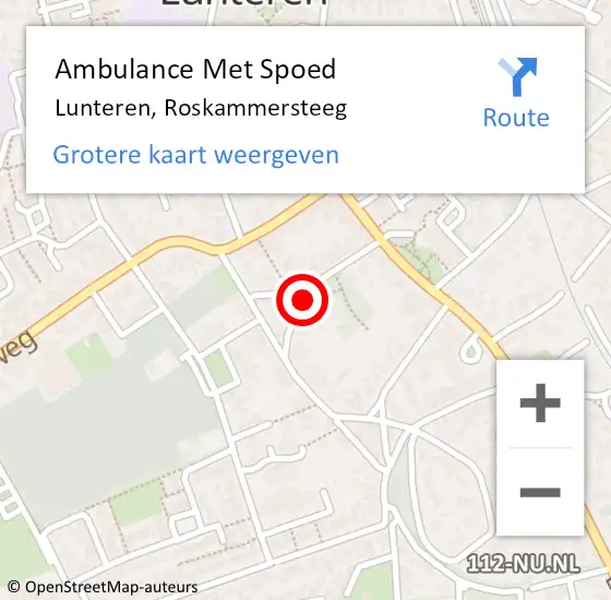 Locatie op kaart van de 112 melding: Ambulance Met Spoed Naar Lunteren, Roskammersteeg op 8 juli 2019 13:45