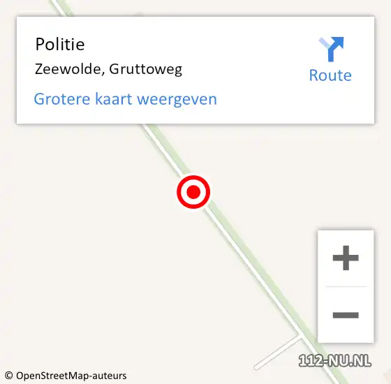 Locatie op kaart van de 112 melding: Politie Zeewolde, Gruttoweg op 8 juli 2019 14:03