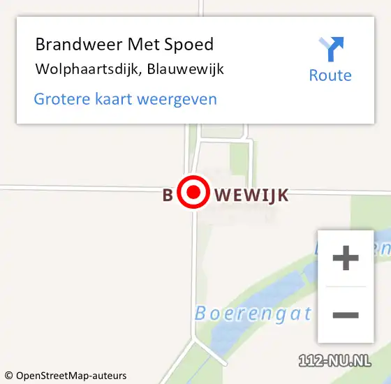 Locatie op kaart van de 112 melding: Brandweer Met Spoed Naar Wolphaartsdijk, Blauwewijk op 8 juli 2019 15:02