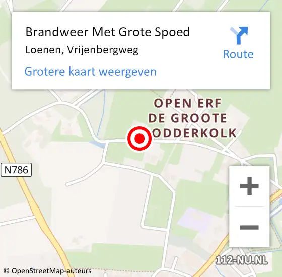 Locatie op kaart van de 112 melding: Brandweer Met Grote Spoed Naar Loenen, Vrijenbergweg op 8 juli 2019 15:21