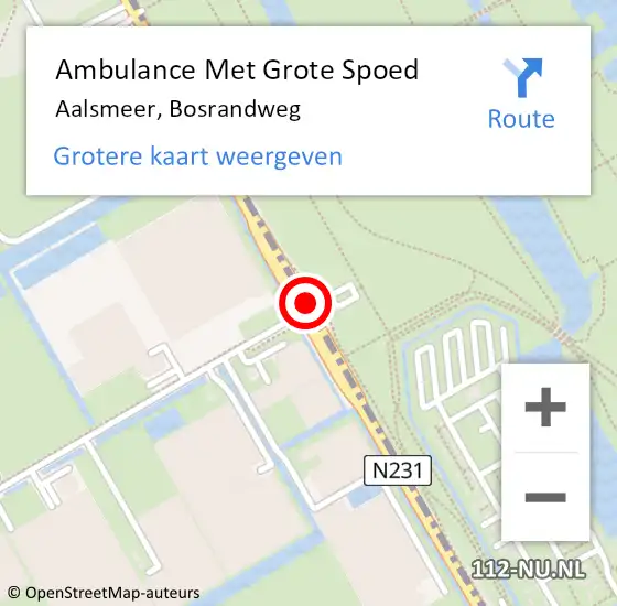 Locatie op kaart van de 112 melding: Ambulance Met Grote Spoed Naar Aalsmeer, Bosrandweg op 8 juli 2019 15:46