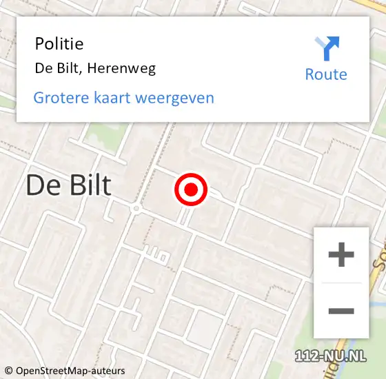 Locatie op kaart van de 112 melding: Politie De Bilt, Herenweg op 8 juli 2019 15:52