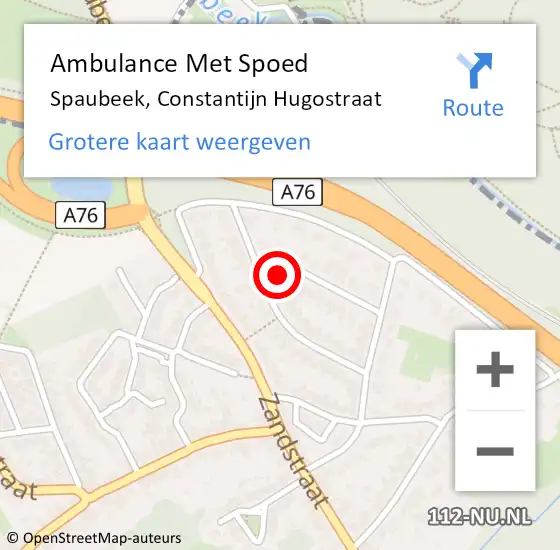 Locatie op kaart van de 112 melding: Ambulance Met Spoed Naar Spaubeek, Constantijn Hugostraat op 7 april 2014 02:21