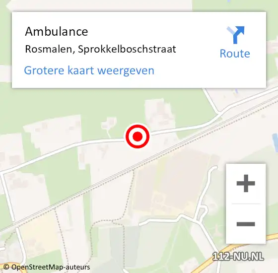 Locatie op kaart van de 112 melding: Ambulance Rosmalen, Sprokkelboschstraat op 8 juli 2019 16:47