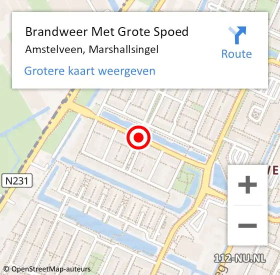 Locatie op kaart van de 112 melding: Brandweer Met Grote Spoed Naar Amstelveen, Marshallsingel op 8 juli 2019 16:49