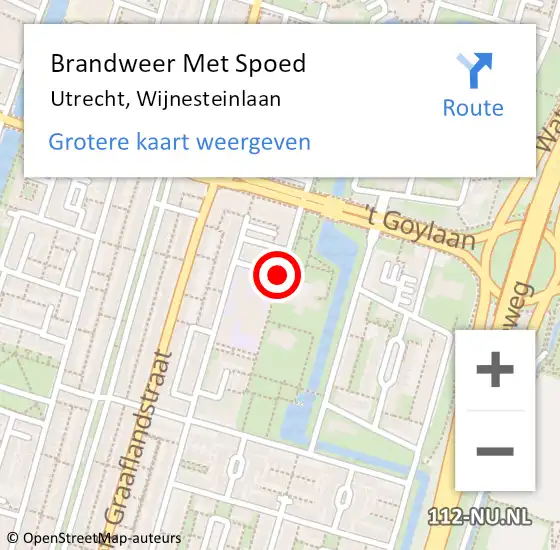 Locatie op kaart van de 112 melding: Brandweer Met Spoed Naar Utrecht, Wijnesteinlaan op 8 juli 2019 18:29