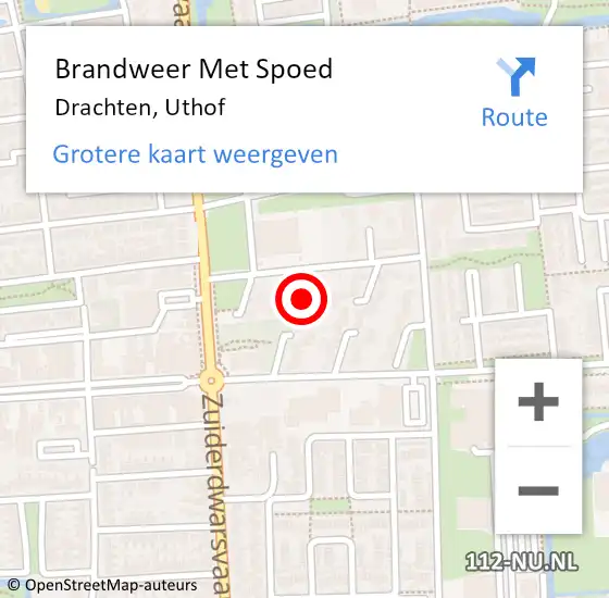 Locatie op kaart van de 112 melding: Brandweer Met Spoed Naar Drachten, Uthof op 8 juli 2019 18:41