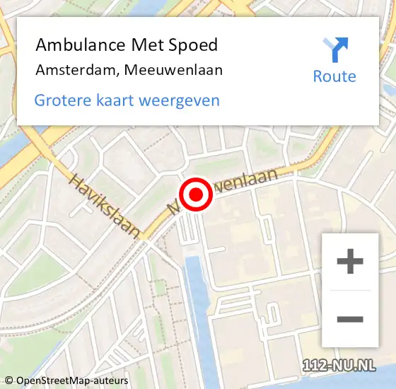Locatie op kaart van de 112 melding: Ambulance Met Spoed Naar Amsterdam, Meeuwenlaan op 8 juli 2019 20:35
