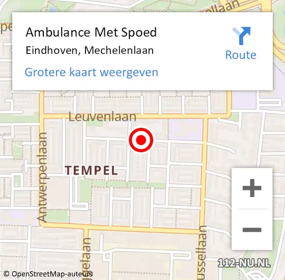 Locatie op kaart van de 112 melding: Ambulance Met Spoed Naar Eindhoven, Mechelenlaan op 8 juli 2019 20:56