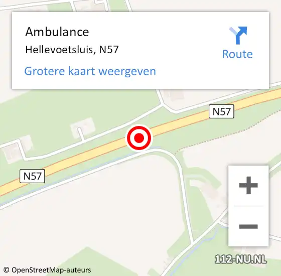 Locatie op kaart van de 112 melding: Ambulance Hellevoetsluis, N57 op 8 juli 2019 21:32