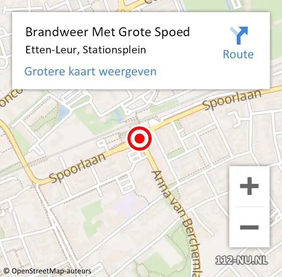 Locatie op kaart van de 112 melding: Brandweer Met Grote Spoed Naar Etten-Leur, Stationsplein op 8 juli 2019 22:19