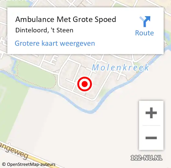 Locatie op kaart van de 112 melding: Ambulance Met Grote Spoed Naar Dinteloord, 't Steen op 8 juli 2019 22:40