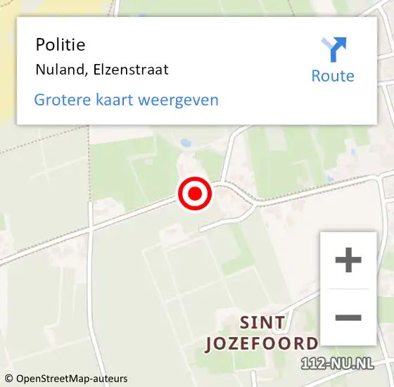 Locatie op kaart van de 112 melding: Politie Nuland, Elzenstraat op 8 juli 2019 22:46