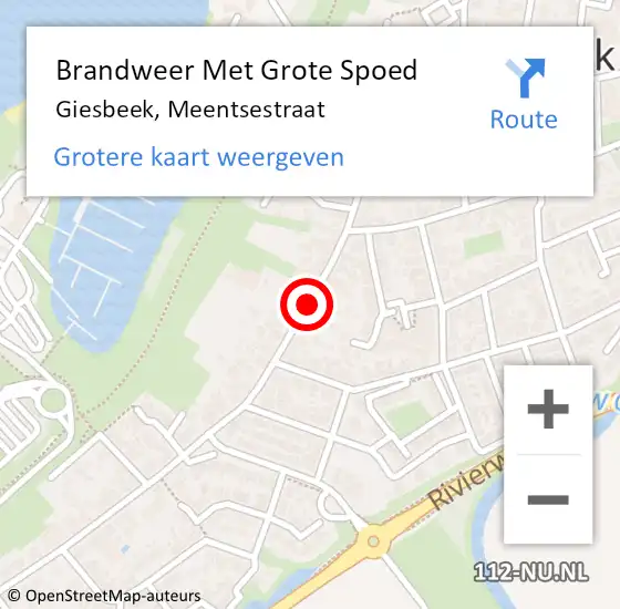 Locatie op kaart van de 112 melding: Brandweer Met Grote Spoed Naar Giesbeek, Meentsestraat op 9 juli 2019 01:48