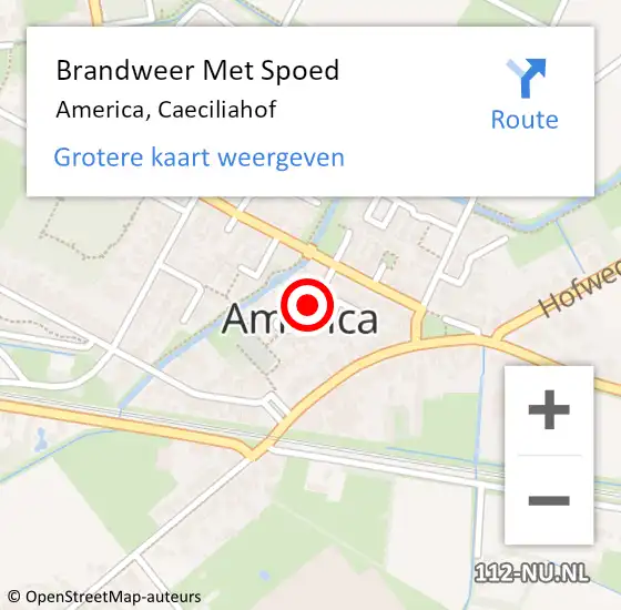 Locatie op kaart van de 112 melding: Brandweer Met Spoed Naar America, Caeciliahof op 9 juli 2019 06:13