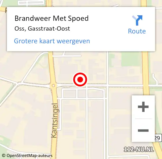 Locatie op kaart van de 112 melding: Brandweer Met Spoed Naar Oss, Gasstraat-Oost op 9 juli 2019 07:15