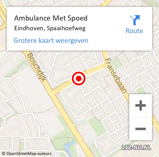 Locatie op kaart van de 112 melding: Ambulance Met Spoed Naar Eindhoven, Spaaihoefweg op 9 juli 2019 08:53