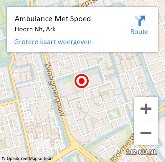 Locatie op kaart van de 112 melding: Ambulance Met Spoed Naar Hoorn Nh, Ark op 9 juli 2019 09:26