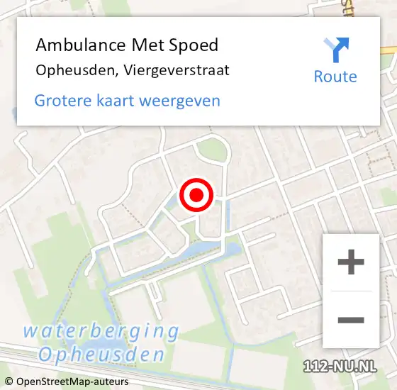 Locatie op kaart van de 112 melding: Ambulance Met Spoed Naar Opheusden, Viergeverstraat op 9 juli 2019 09:42