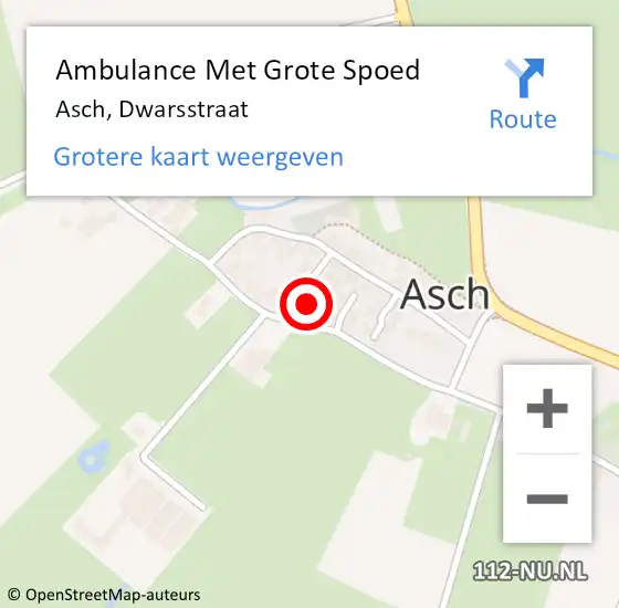 Locatie op kaart van de 112 melding: Ambulance Met Grote Spoed Naar Asch, Dwarsstraat op 7 april 2014 06:12