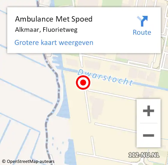 Locatie op kaart van de 112 melding: Ambulance Met Spoed Naar Alkmaar, Fluorietweg op 9 juli 2019 10:07