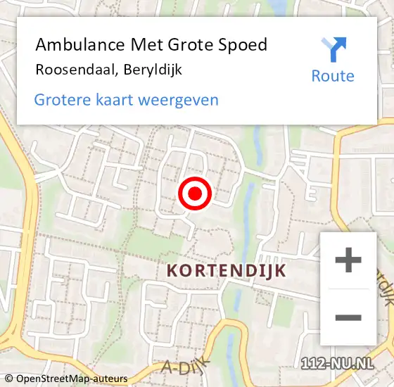 Locatie op kaart van de 112 melding: Ambulance Met Grote Spoed Naar Roosendaal, Beryldijk op 9 juli 2019 10:43