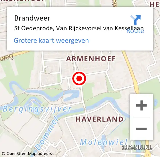 Locatie op kaart van de 112 melding: Brandweer St Oedenrode, Van Rijckevorsel van Kessellaan op 9 juli 2019 10:46