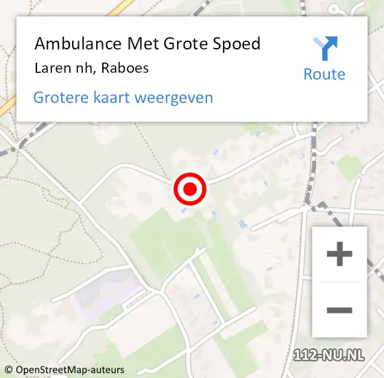 Locatie op kaart van de 112 melding: Ambulance Met Grote Spoed Naar Laren nh, Raboes op 7 april 2014 06:20