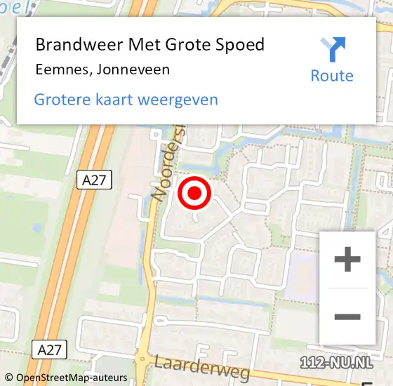 Locatie op kaart van de 112 melding: Brandweer Met Grote Spoed Naar Eemnes, Jonneveen op 9 juli 2019 11:44