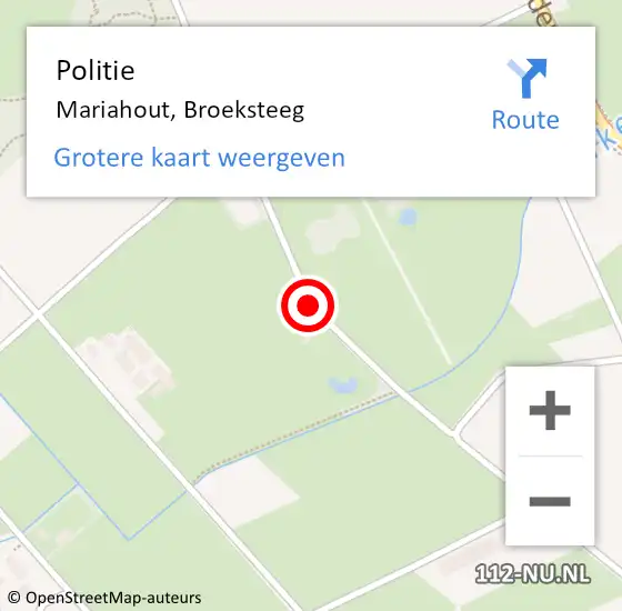 Locatie op kaart van de 112 melding: Politie Mariahout, Broeksteeg op 9 juli 2019 12:12