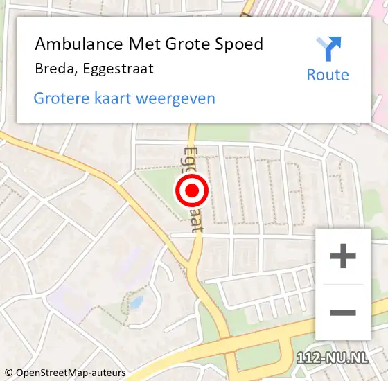 Locatie op kaart van de 112 melding: Ambulance Met Grote Spoed Naar Breda, Eggestraat op 9 juli 2019 12:21