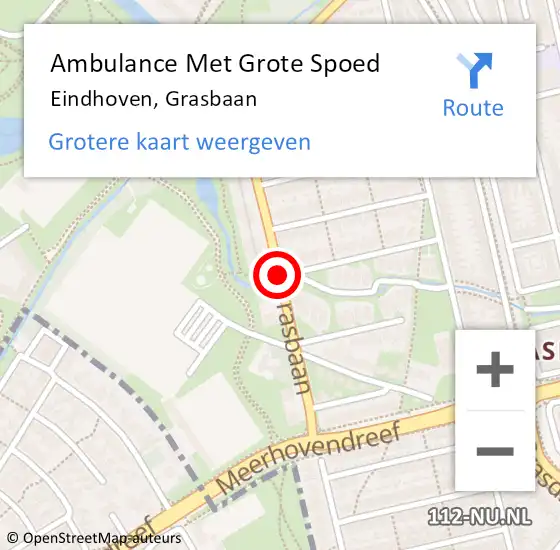 Locatie op kaart van de 112 melding: Ambulance Met Grote Spoed Naar Eindhoven, Grasbaan op 9 juli 2019 12:28