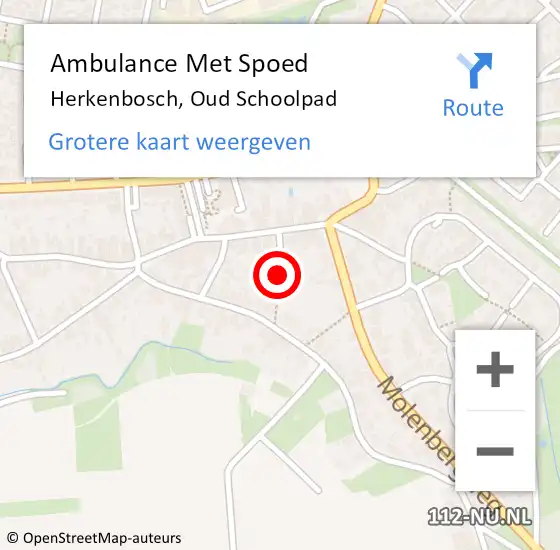 Locatie op kaart van de 112 melding: Ambulance Met Spoed Naar Herkenbosch, Oud Schoolpad op 9 juli 2019 12:37